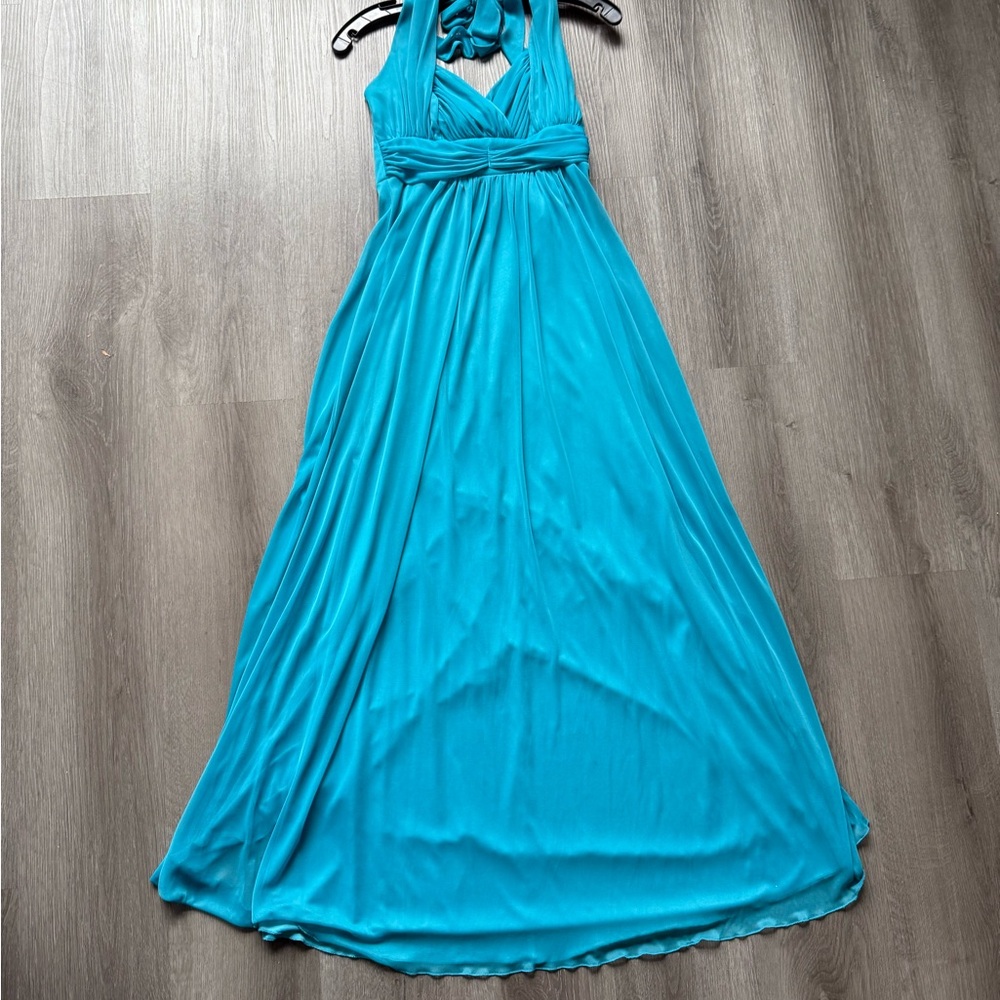 Elegant Teal Halter Maxi Dress